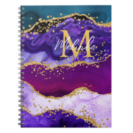 Cuaderno Agante Purpurina de imitación de pavo real púrpura