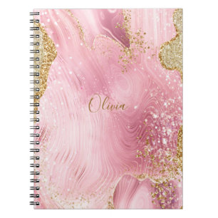 Cuaderno Agante rosa Giro personalizado con Purpurina de or