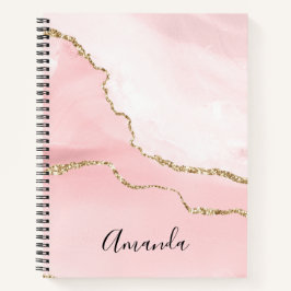 Cuaderno Agante Rubor rosa con cinta dorada elegante