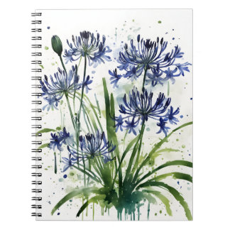 Cuaderno Agapanthus - Flores de acuarela funda para iPad mi