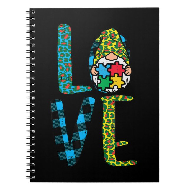 Cuaderno Agarra este lindo Leopardo Plaid Love Nordic Gnome (Frente)