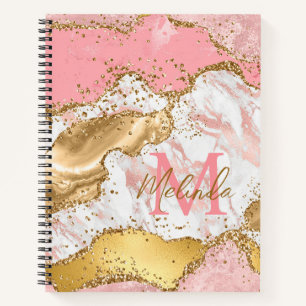 Cuaderno Ágata de lentejuelas doradas y rosadas