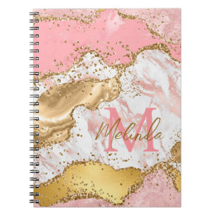 Cuaderno Ágata de lentejuelas doradas y rosadas