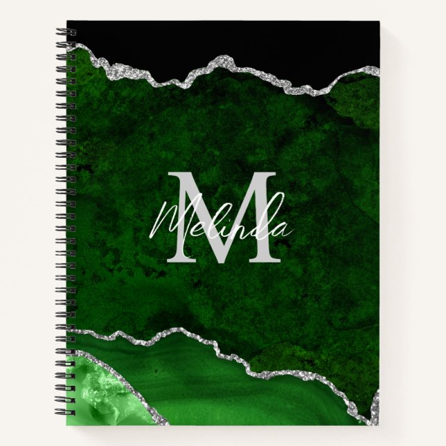 Cuaderno Ágata de mármol verde y plata (Anverso)