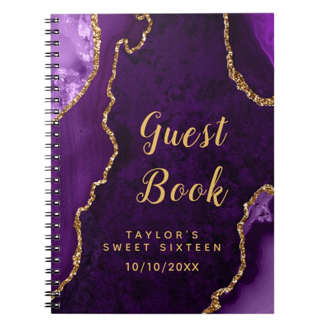 Cuaderno Agate morado y dorado dulce dieciséis libros de in (Frente)