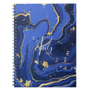 Cuaderno Agate Purpurina de imitación azul y plateado media