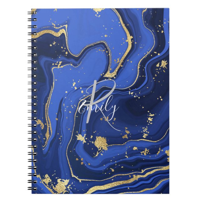 Cuaderno Agate Purpurina de imitación azul y plateado media (Frente)