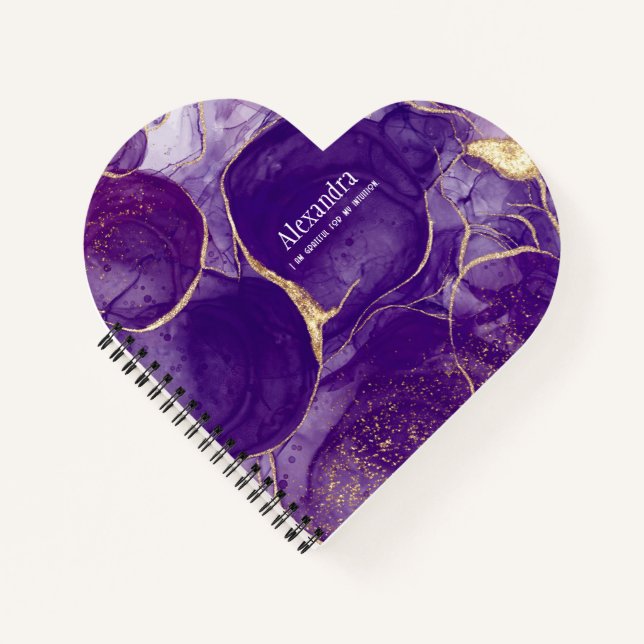 Cuaderno Agate Purpurina de oro morado con confirmación (Anverso)