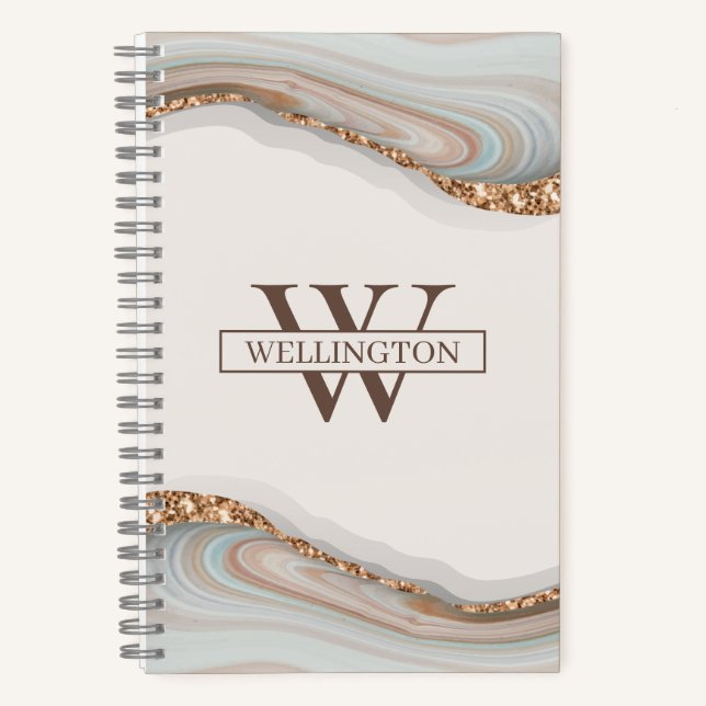 Cuaderno Agate Stone Marble Monograma Bloc de notas (Anverso)