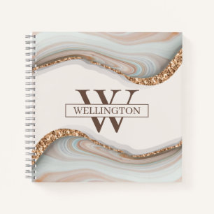 Cuaderno Agate Stone Marble Monograma Nombre