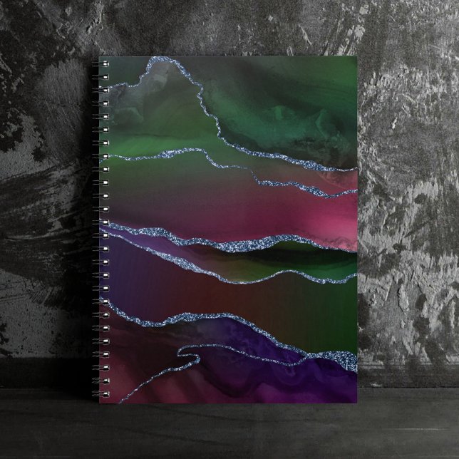 Cuaderno Agate vibrante | Tono de joyas rosa y verde rico (Subido por el creador)