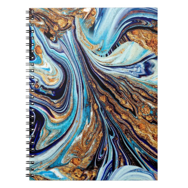 Cuaderno Agato azul persa: Textura lujosa oriental (Frente)