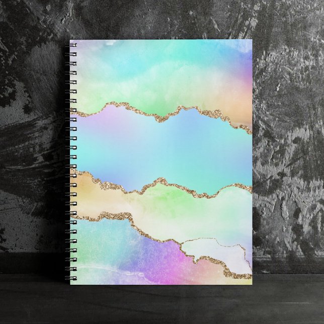 Cuaderno Agato holográfico | Mármol de Ombre del Pastel Irl (Subido por el creador)