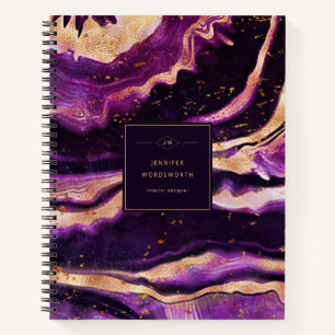 Cuaderno Agato negro rosado moderno de Geode rosado púrpura