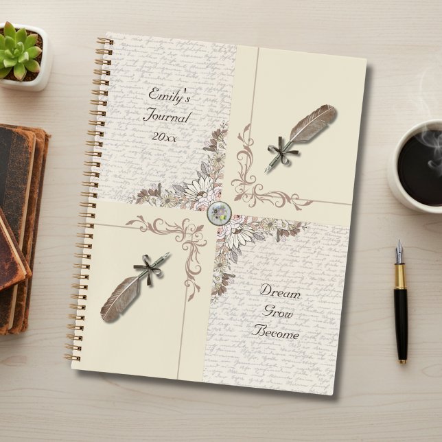 Cuaderno Aged Ivory Typography Book Lover Journal (This vintage-inspired journal is perfect for your quiet reflections.)