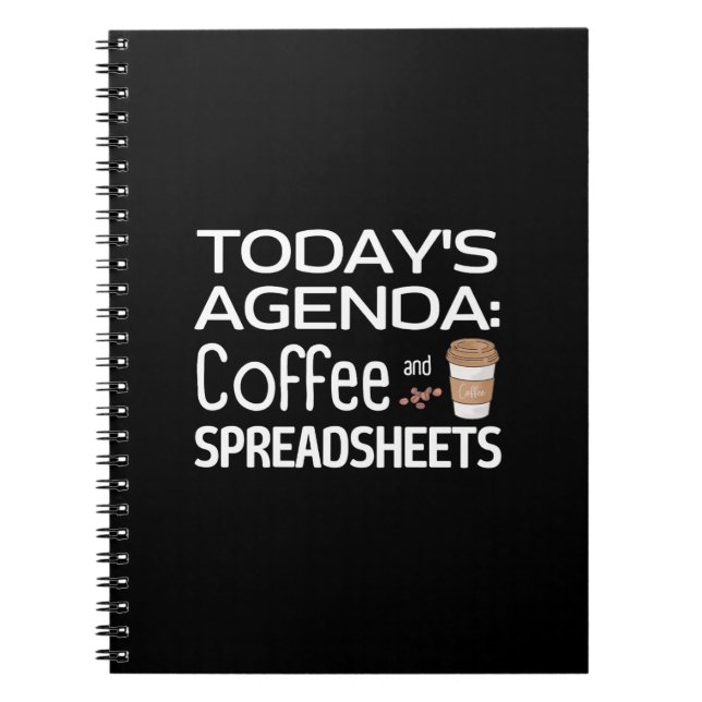 Cuaderno Agenda de hoy: Café y hojas de cálculo (Frente)