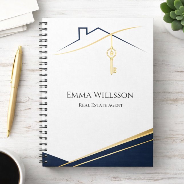Cuaderno Agente de bienes raíces lujo oro navy moderno (Subido por el creador)
