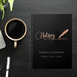Cuaderno agente de firma de préstamo notarial negro oro fir