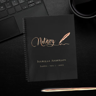Cuaderno agente de firma de préstamo notarial negro oro fir