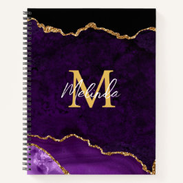 Cuaderno Agitación de mármol morado y dorado