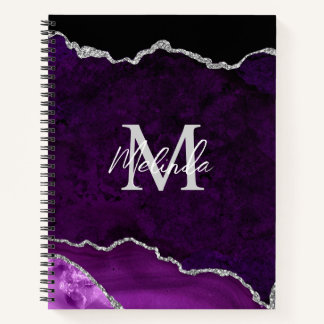 Cuaderno Agitación de mármol morado y plateado