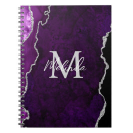 Cuaderno Agitación de mármol morado y plateado