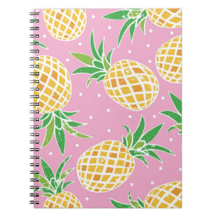 Cuaderno Agradable piña en el fondo de los puntos de polka 