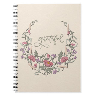 Cuaderno Agradecido - Tarjeta de Corona de Crema Botánica