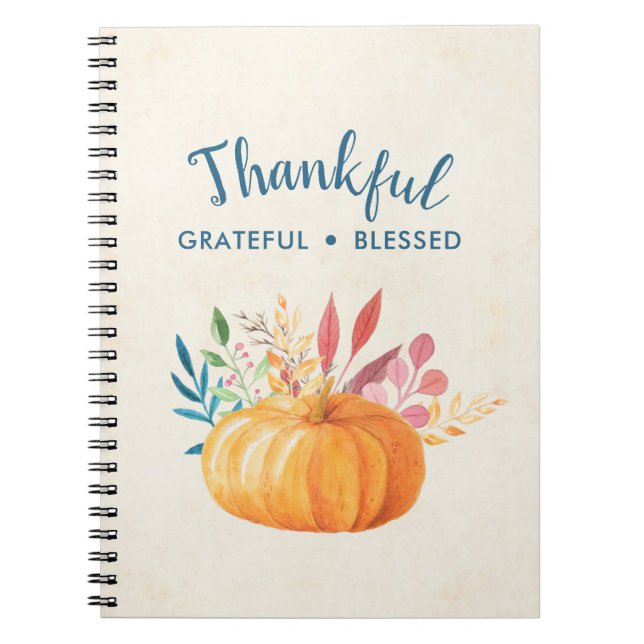 Cuaderno Agradecimiento bendecido con calabaza Naranja (Frente)