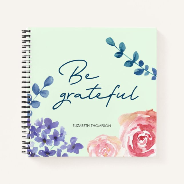 Cuaderno Agradecimiento Guión Acuarela Flores gratitud (Anverso)