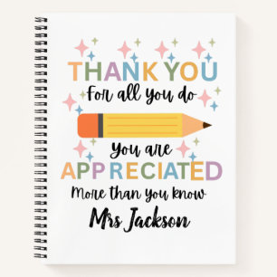 Cuaderno Agradecimiento personalizado al profesor gracias 
