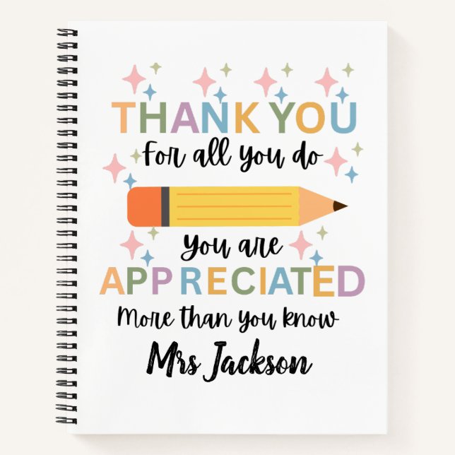 Cuaderno Agradecimiento personalizado al profesor gracias  (Anverso)