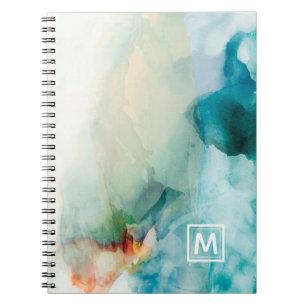 Cuaderno ¡Agrega tu inicial   Aversión - Azul acuarela