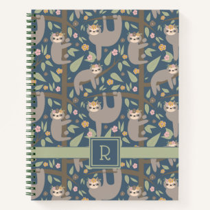 Cuaderno ¡Agrega tu inicial   Patrón de eslora floral cú