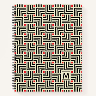 Cuaderno ¡Agrega tu inicial   Patrón de líneas geométri