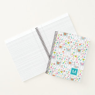 Cuaderno ¡Agrega tu inicial Patrón de Llama a Pastel Cu