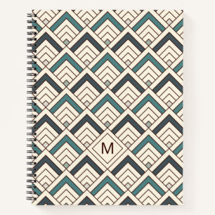 Cuaderno ¡Agrega tu inicial Patrón geométrico Verde az