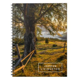 Cuaderno Agrega tu nombre   Amanecer oxidado en un bosque