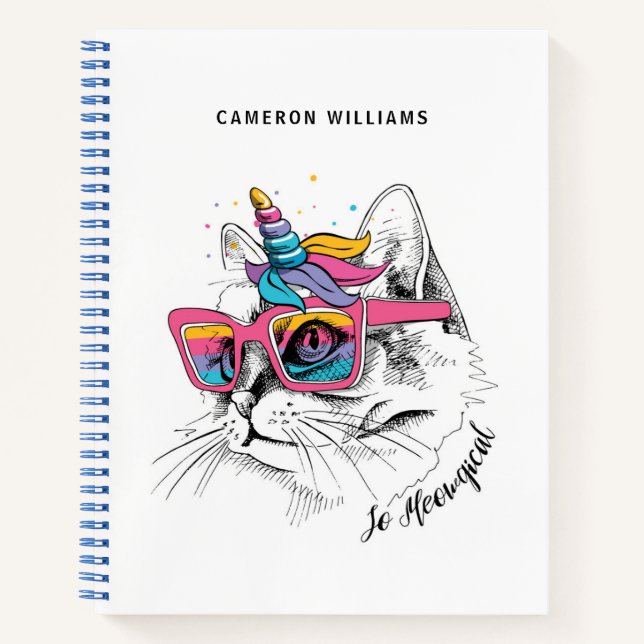Cuaderno Agrega tu nombre | Caticorn | Tan Meowgical (Anverso)