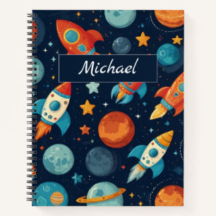 Cuaderno Agrega tu nombre Cohete genial Espacio y planetas