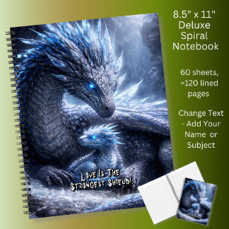 Cuaderno Agrega tu nombre de texto, Dragón de Hielo Azul y 