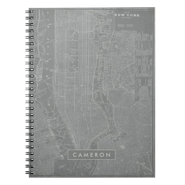 Cuaderno Agrega tu nombre | Esbozo del mapa de Nueva York (Frente)