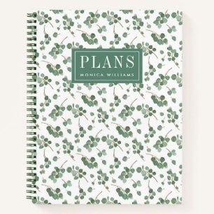 Cuaderno Agrega tu nombre Eucalyptus Silver Dollar Tree