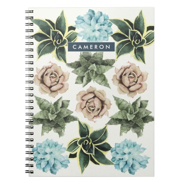 Cuaderno Agrega tu nombre | Fila de suculentos (Frente)