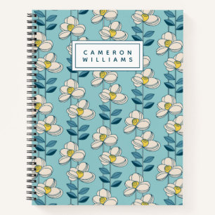 Cuaderno Agrega tu nombre Hoja Floral Moderna de Mediados
