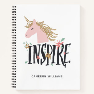 Cuaderno Agrega tu nombre Inspira Mano de oro Unicornio