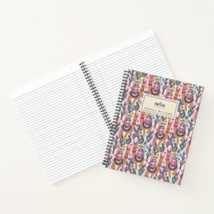 Cuaderno Agrega tu nombre Llamas En El Patrón De Rayas