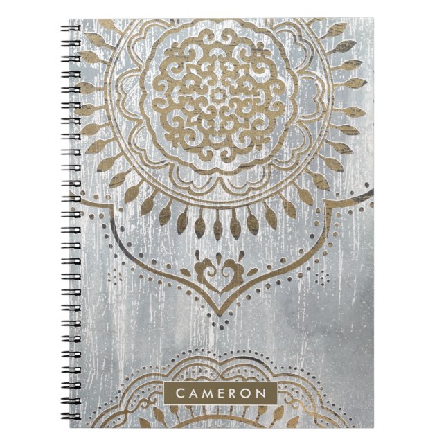 Cuaderno Agrega tu nombre | Mandala Gold Design (Frente)