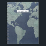 Cuaderno Agrega tu nombre | Mapa del mundo de las líneas az<br><div class="desc">Artista de mapas de línea azul: Studio W</div>