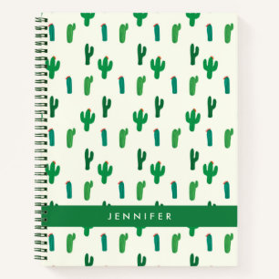 Cuaderno Agrega tu nombre   Modelo de Cactus Verde Brillant